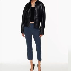 Babaton Cohen navy blue dress pants with 1/2 elastic band waist, size 6